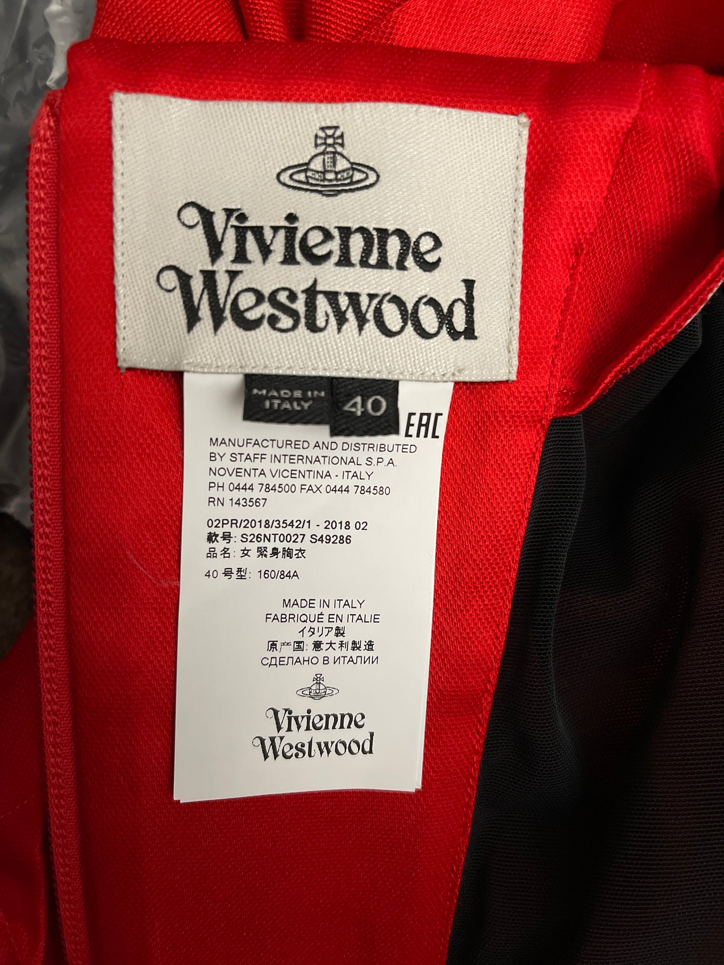 Vivienne Westwood SS18 WILMA CORSET TOP RED NWT IT 42