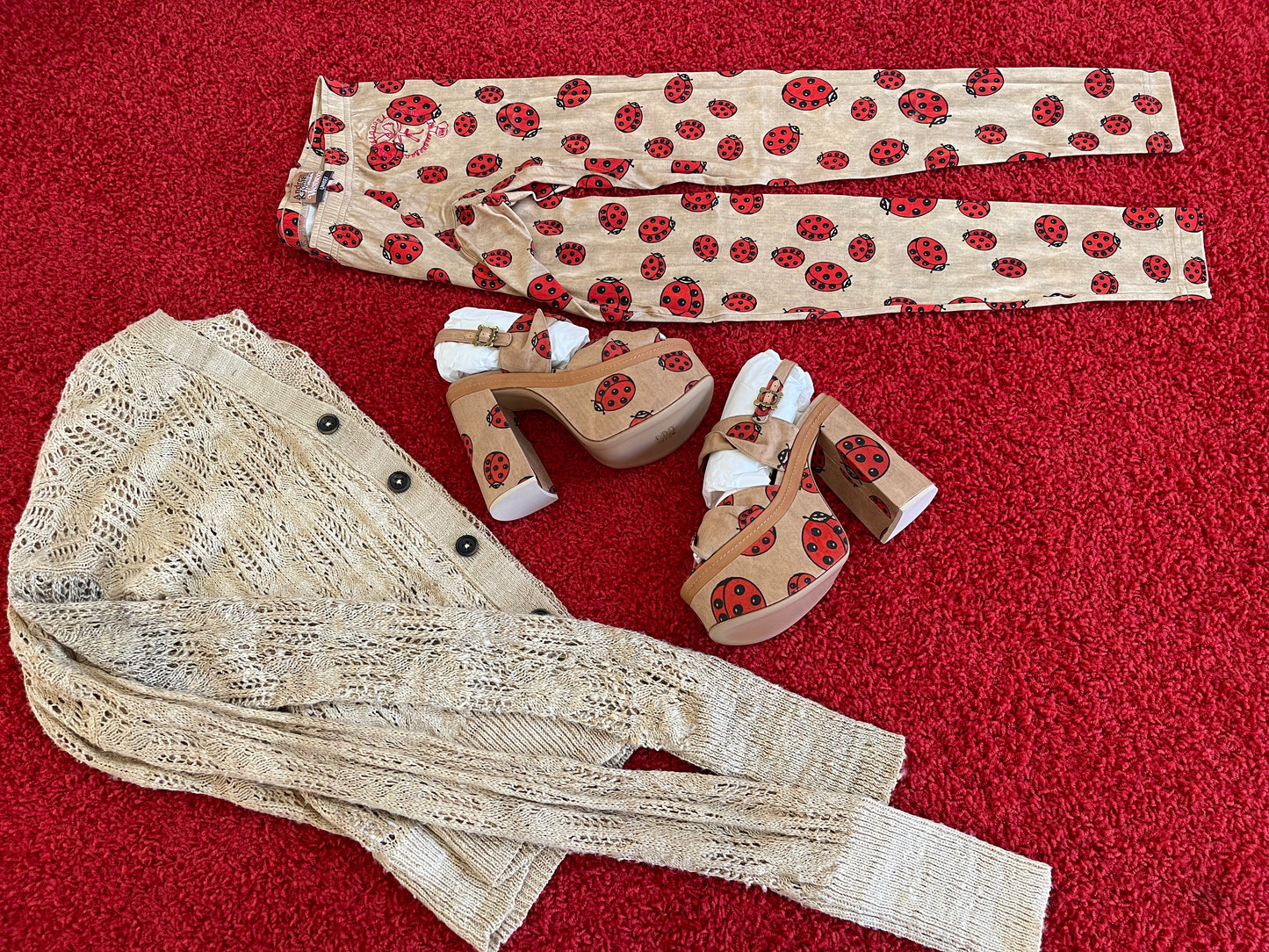 NEW Vivienne Westwood SS17 CORONATION SANDAL LADYBIRD PRINTED CANVAS IT36-UK3