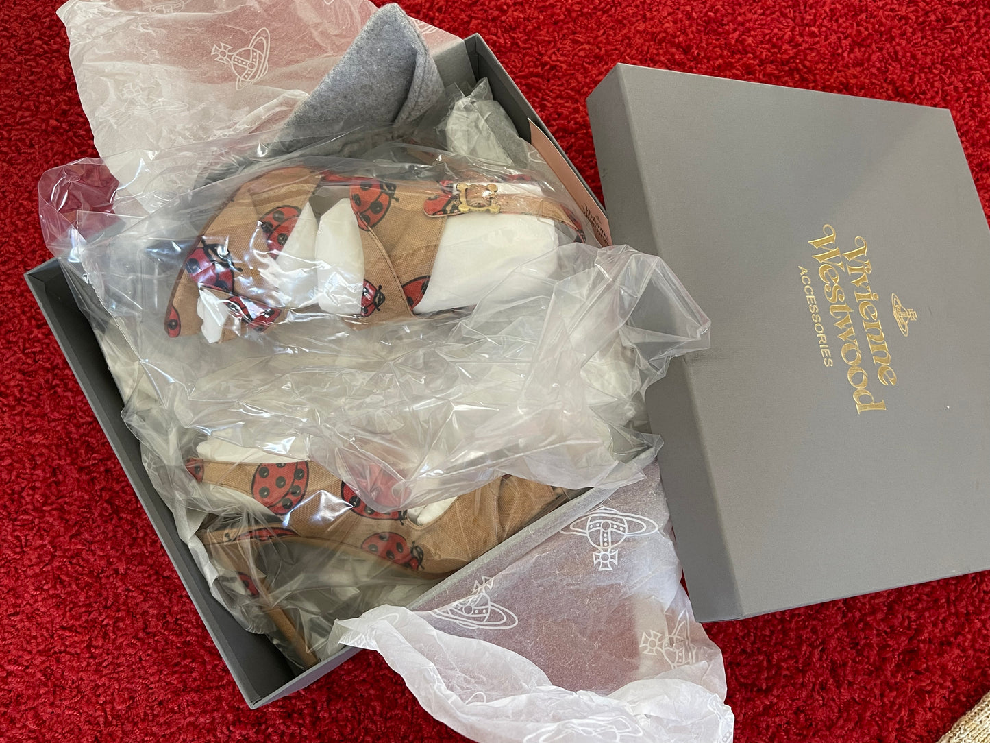 NEW Vivienne Westwood SS16 ELIZABETH SANDAL IT38-UK5 LADYBIRD PRINTED CANVAS