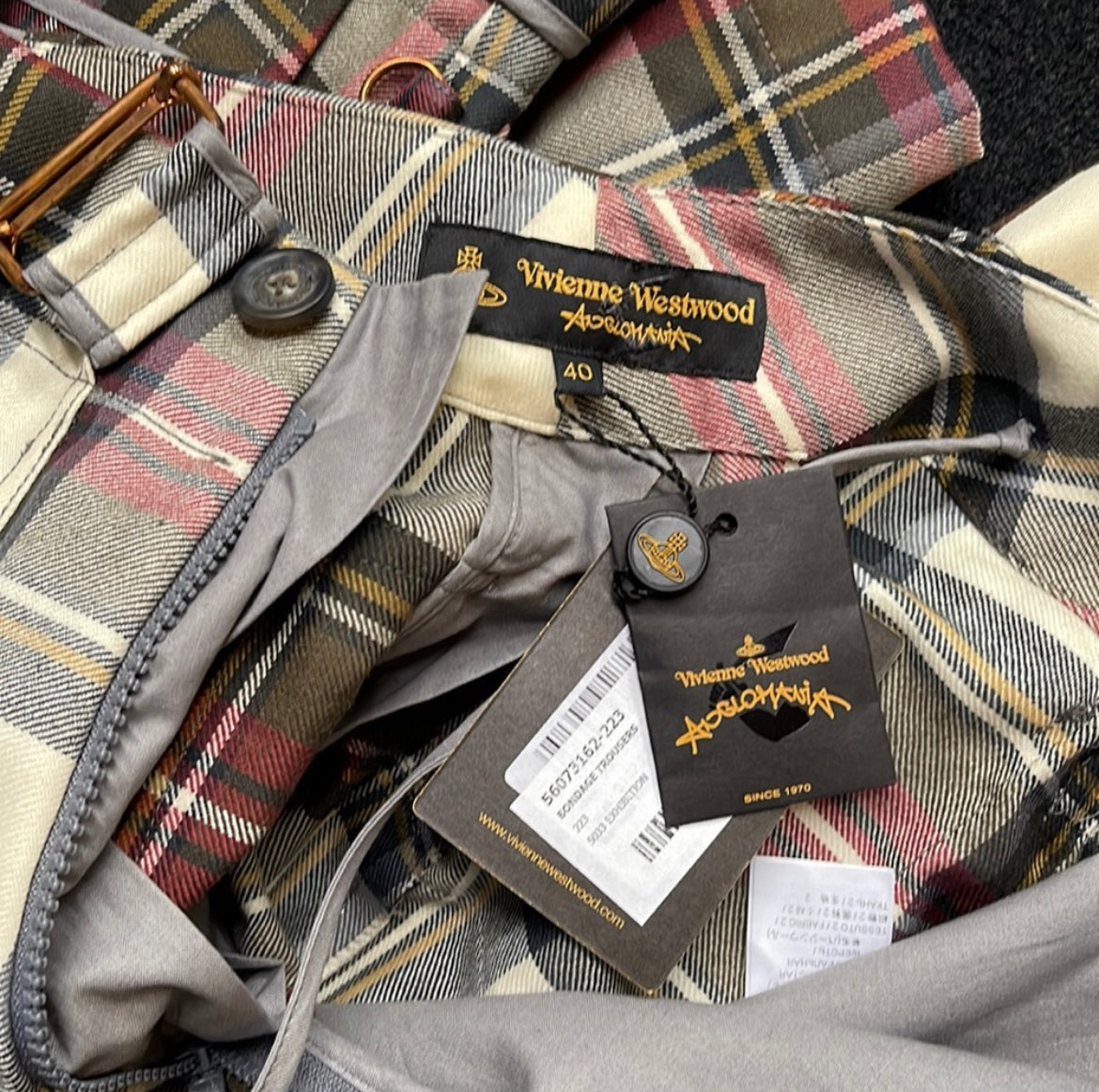 Vivienne Westwood Bundle Rare Vintage Bondage Jkt and pants Tartan NWT AW15 IT40