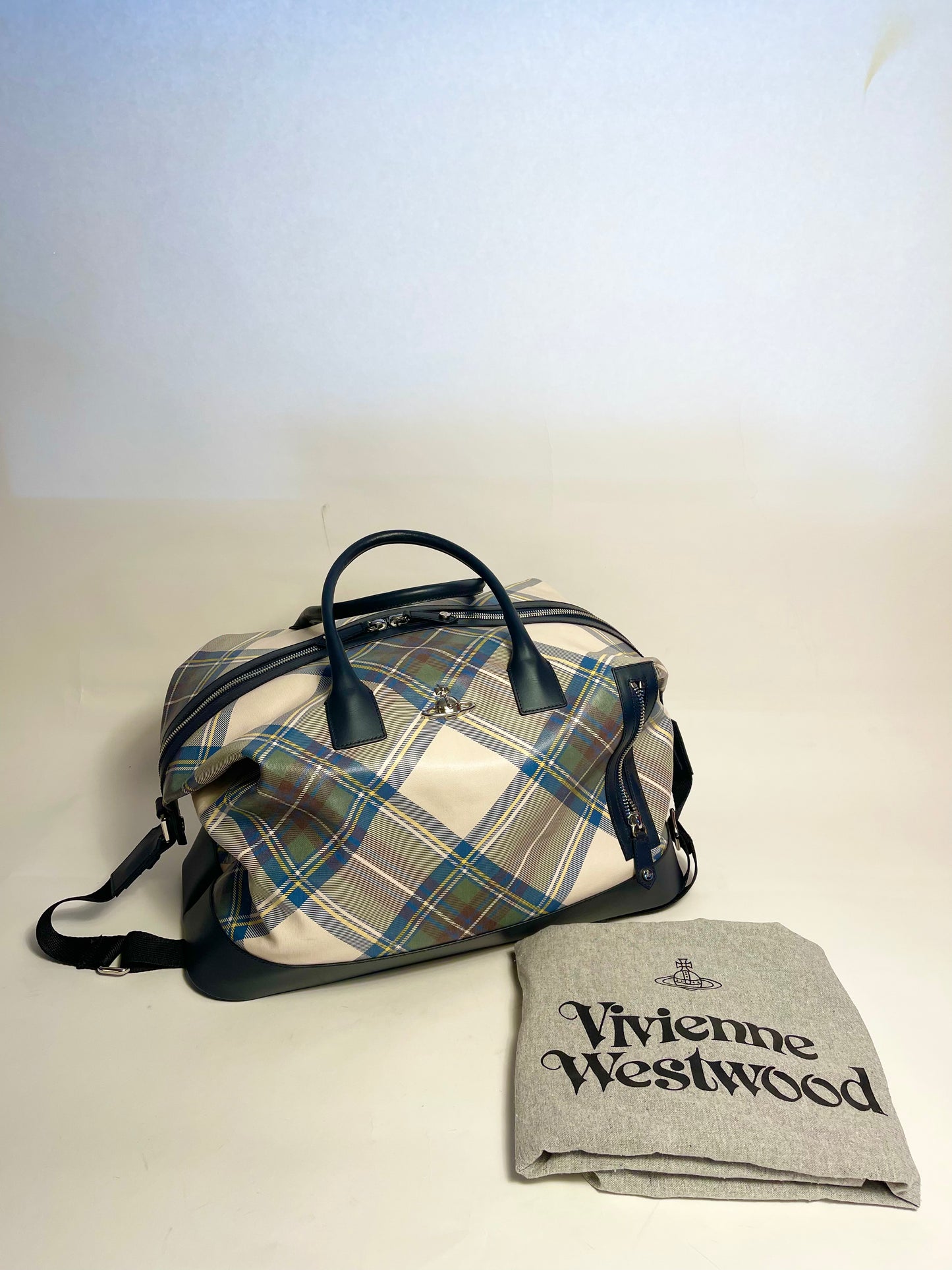 Vivienne Westwood GREEN/blue Tartan Duffle bag NWT SS13