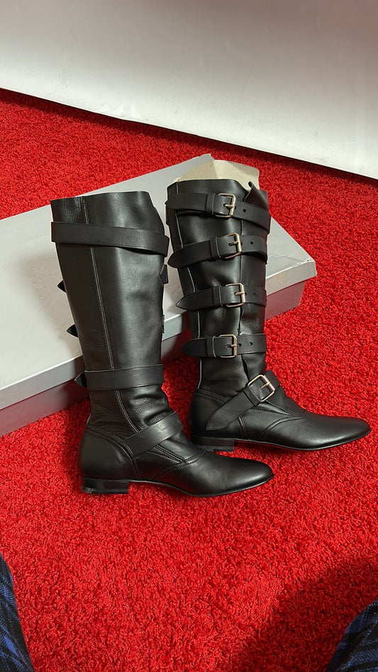 Vivienne Westwood PIRATE BOOTS BLK LEATHER IT38 NWT
