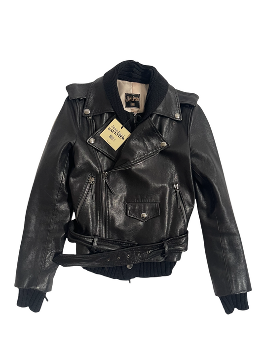 Jean Paul Gaultier Moto Black Leather Jacket VINATGE 1990'S NWT