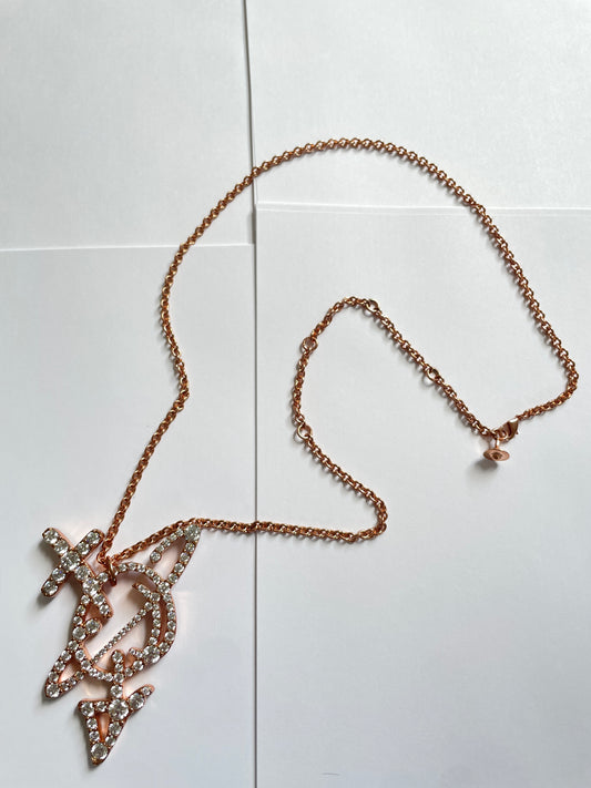 Big Vivienne Westwood Orb Necklace covered in Swarovski Crystals