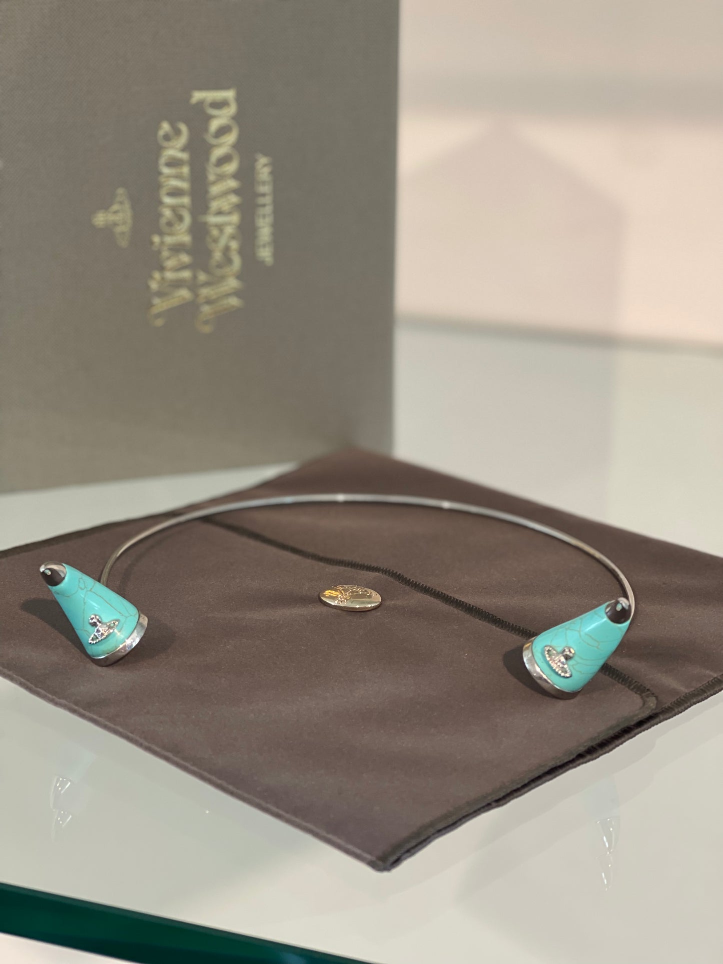 Vivienne Westwood VERY RARE VINTAGE TIARA HORN TURQUOISE/SILVER 2014