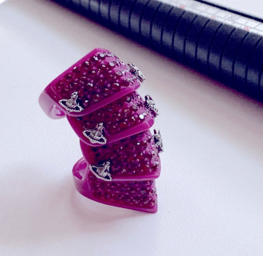 Vivienne Westwood RESIN PAVE VINTAGE ARMOUR RING IN PURPLE/SWAROVSKI CRYSTALS