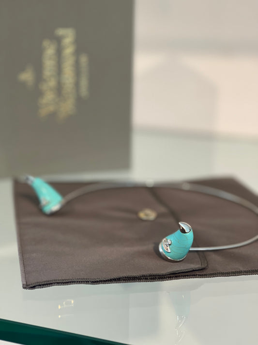 Vivienne Westwood VERY RARE VINTAGE TIARA HORN TURQUOISE/SILVER 2014