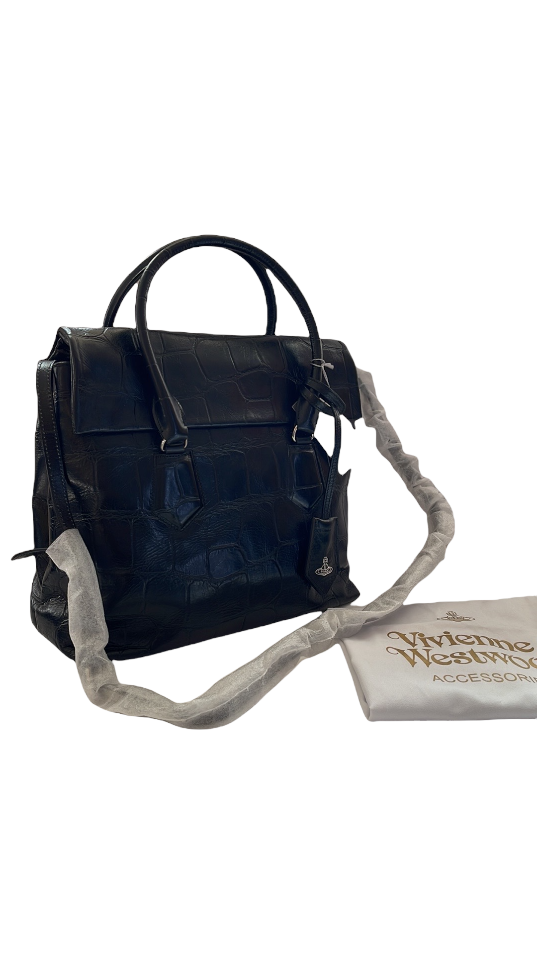 Vivienne Westwood big tote embossed crocodile leather NWT
