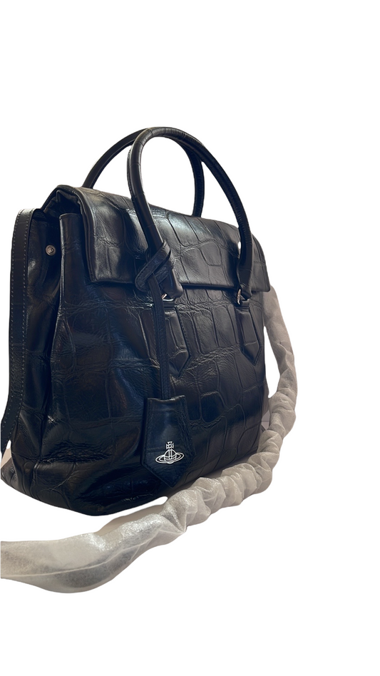 Vivienne Westwood big tote embossed crocodile leather NWT
