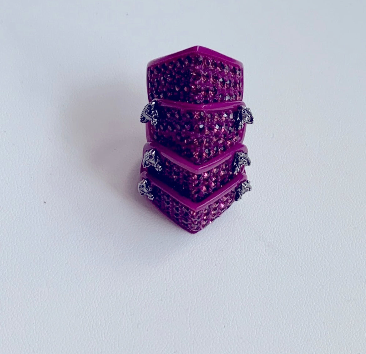 Vivienne Westwood RESIN PAVE VINTAGE ARMOUR RING IN PURPLE/SWAROVSKI CRYSTALS