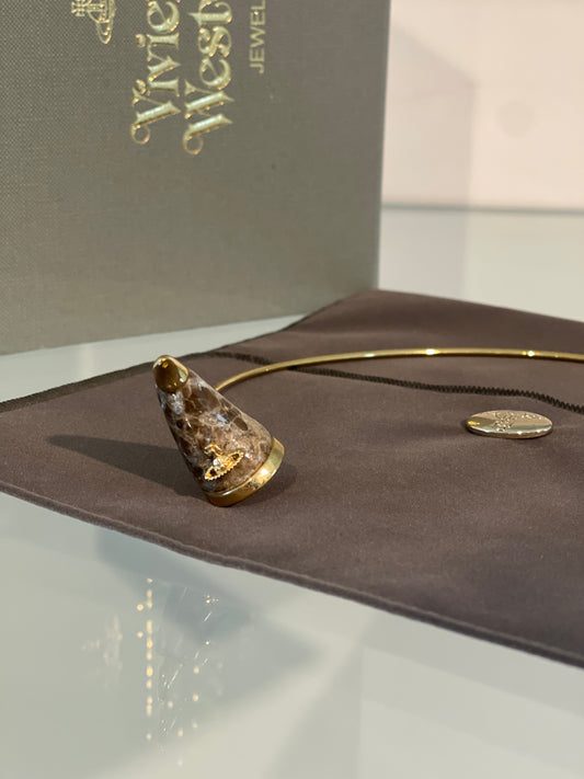 Vivienne Westwood VERY RARE VINTAGE TIARA HORN MARBLE BROWN/GOLD 2014