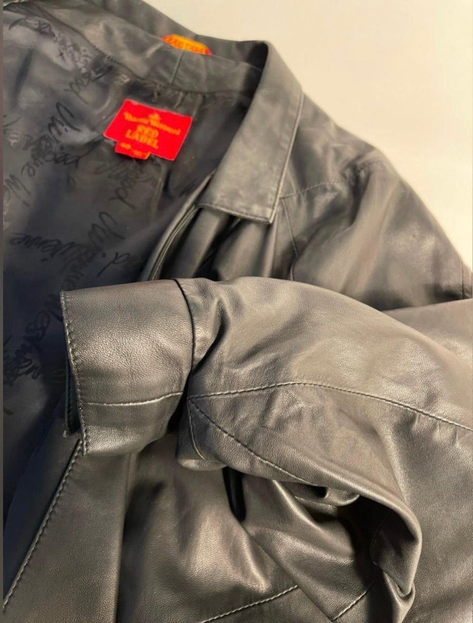 Vivienne Westwood FW13 RED LABEL BLK LEATHER JKT IT40
