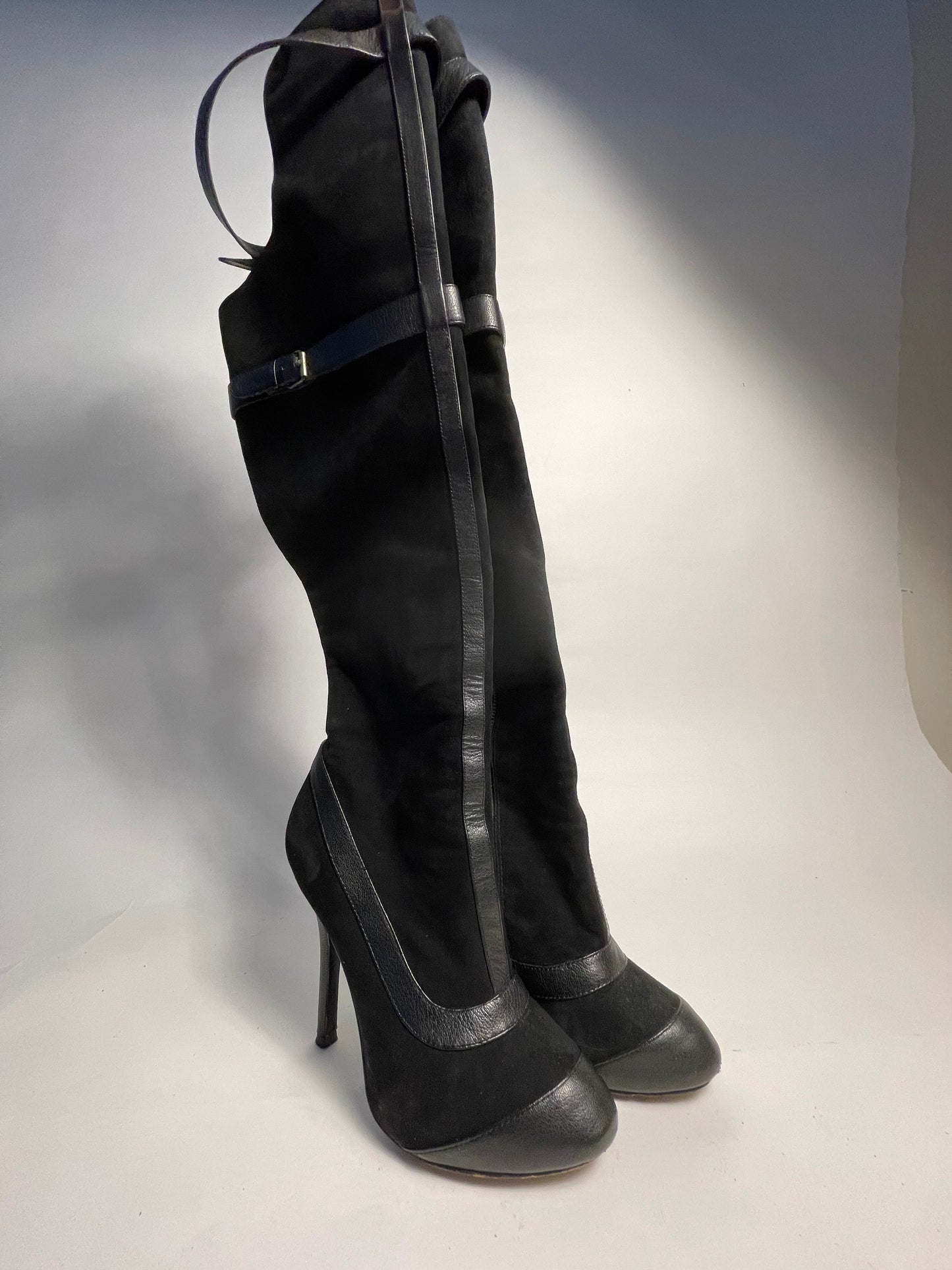 Vivienne Westwood Haven over the knee blk leather and suede boots IT 37