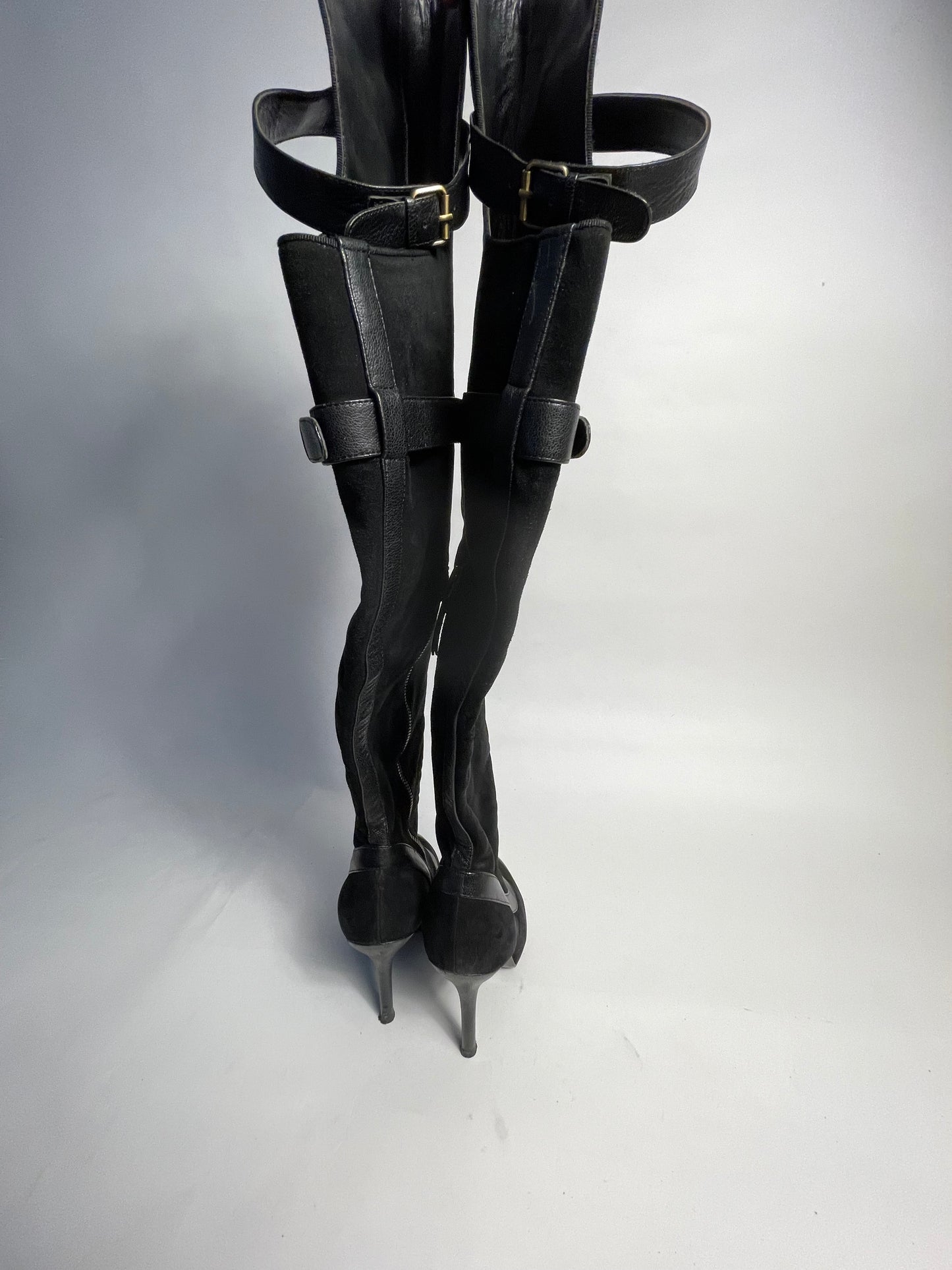 Vivienne Westwood Haven over the knee blk leather and suede boots IT 37