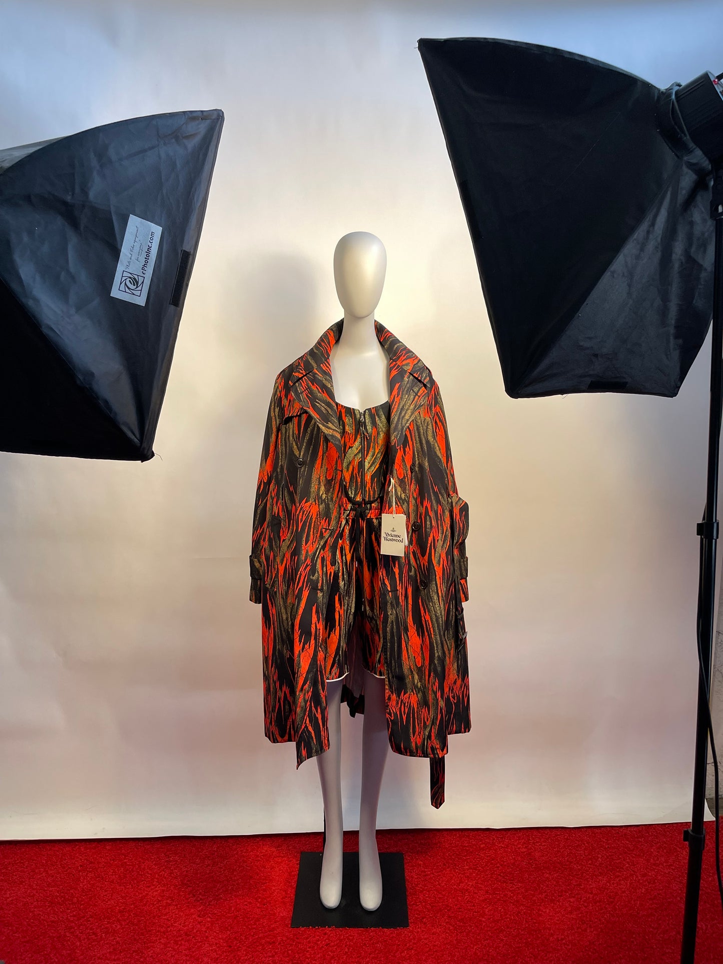 Vivienne Westwood BEN TRENCH COAT FLAMES PRINT NWT MEDIUM