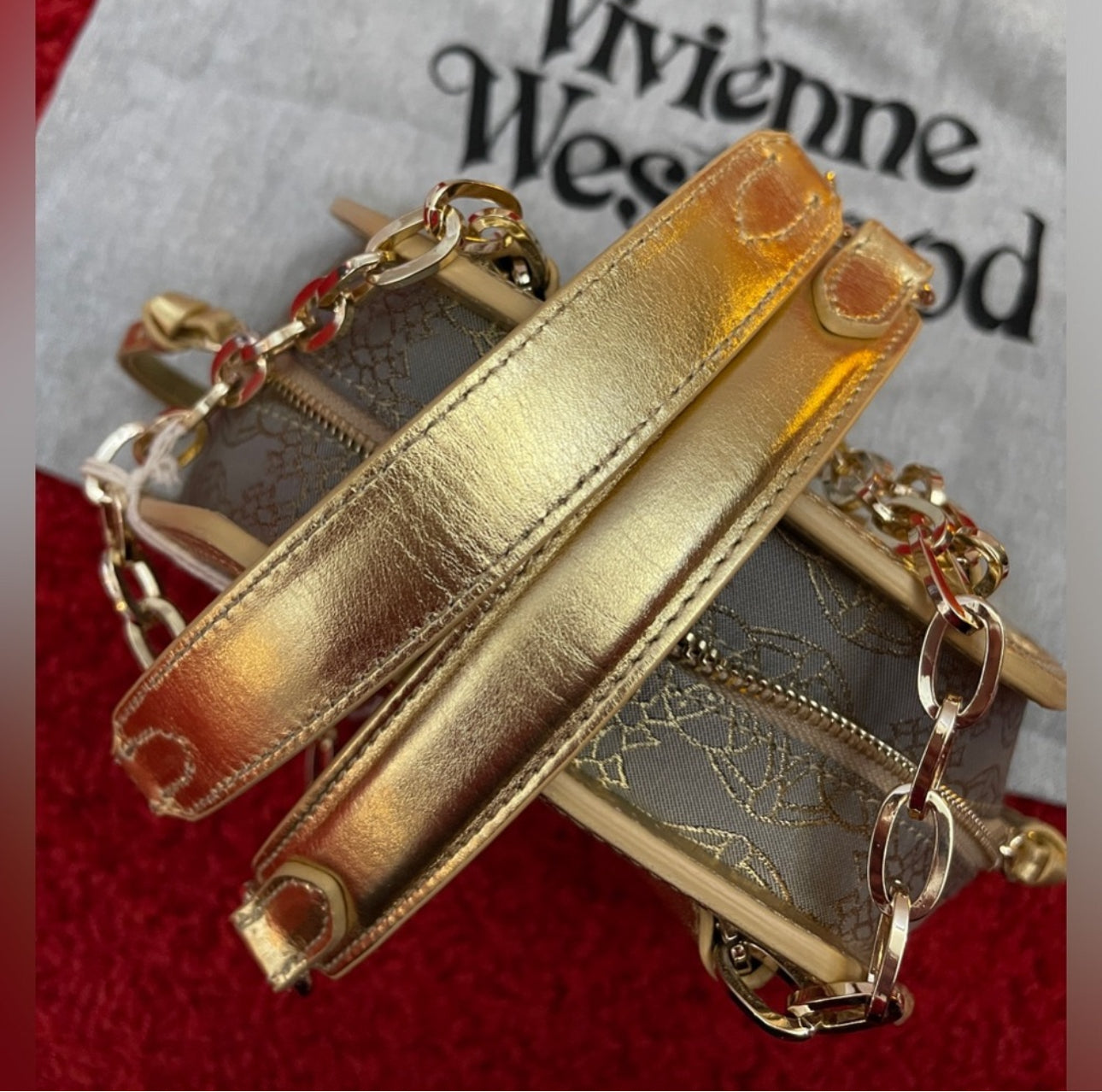 Vivienne Westwood BRAND NEW BAG SS23 LOGO CHAIN GREY/ GOLD