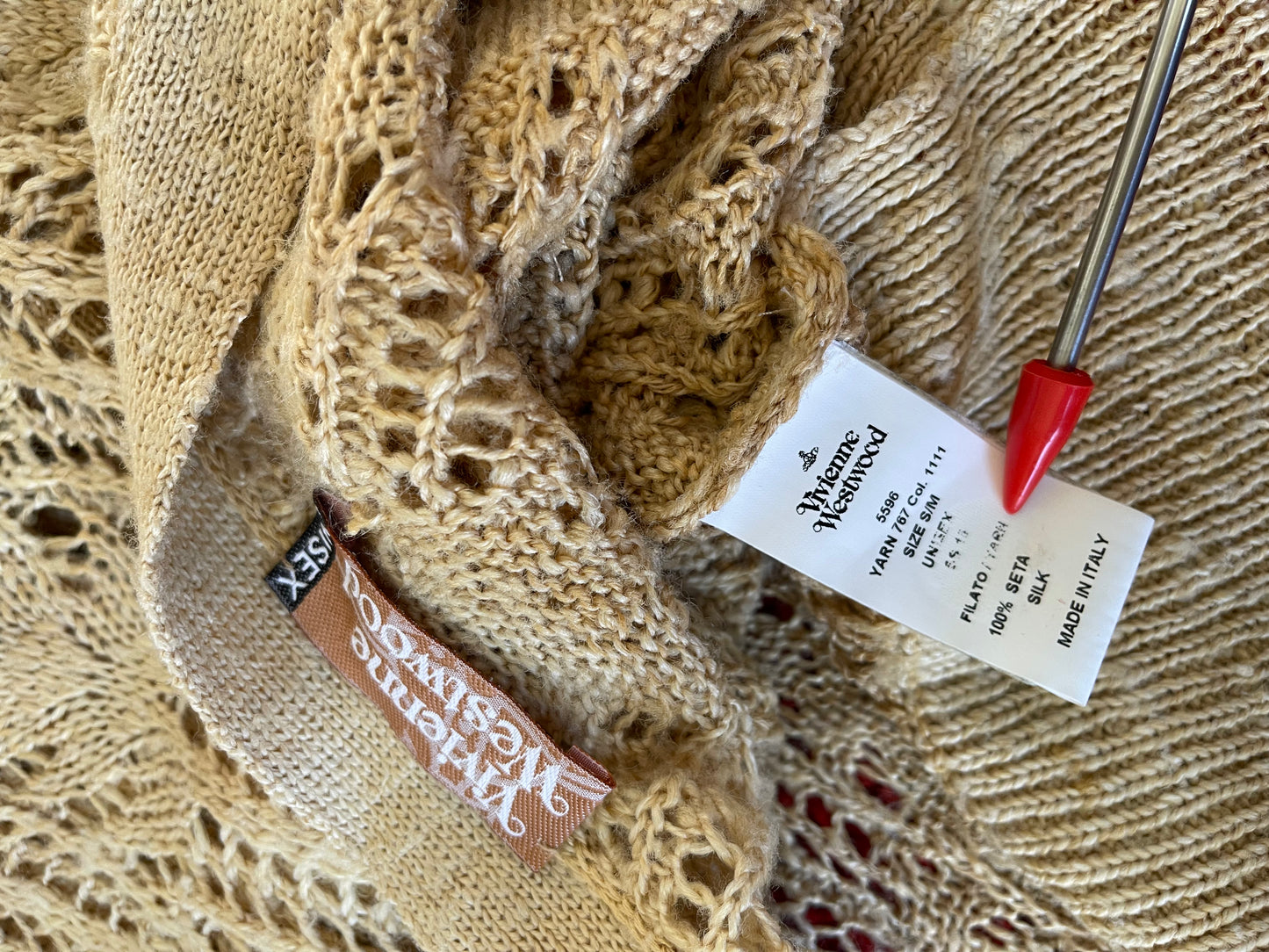 NEW Vivienne Westwood SS16 KNIT CARDIGAN BEIGE S/M 100% SILK