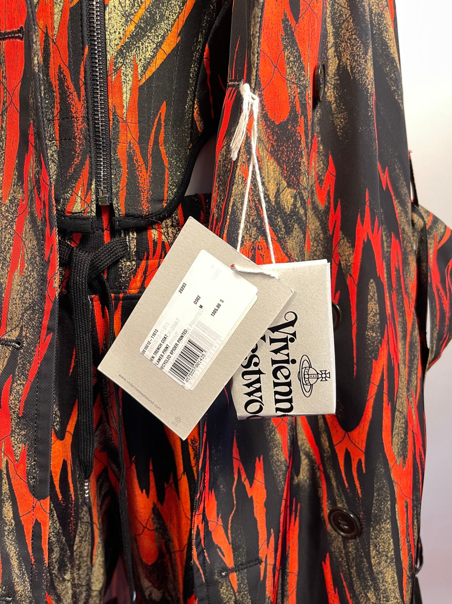 Vivienne Westwood BEN TRENCH COAT FLAMES PRINT NWT MEDIUM