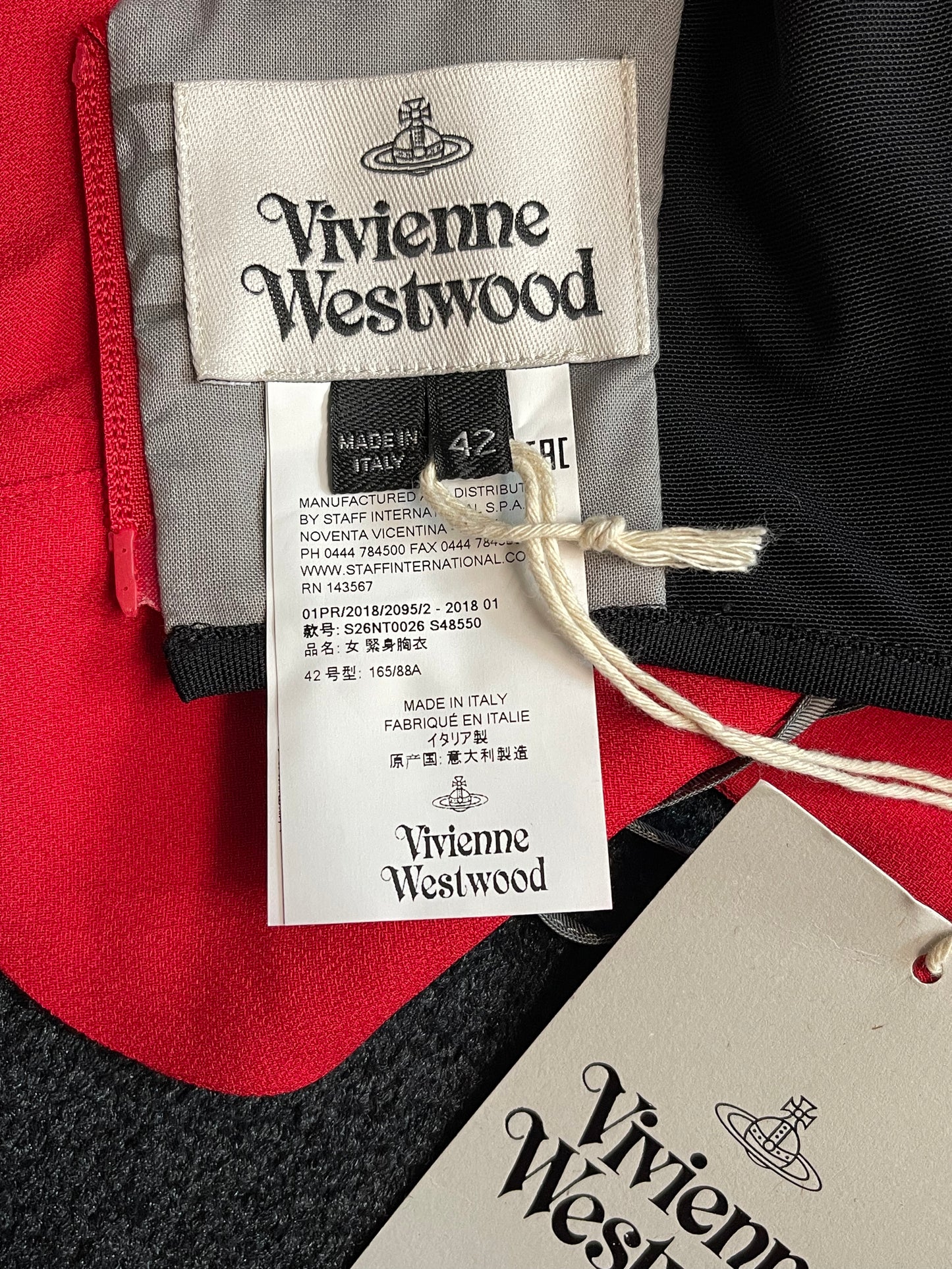 Vivienne Westwood SS18 WILMA CORSET TOP RED NWT IT 42