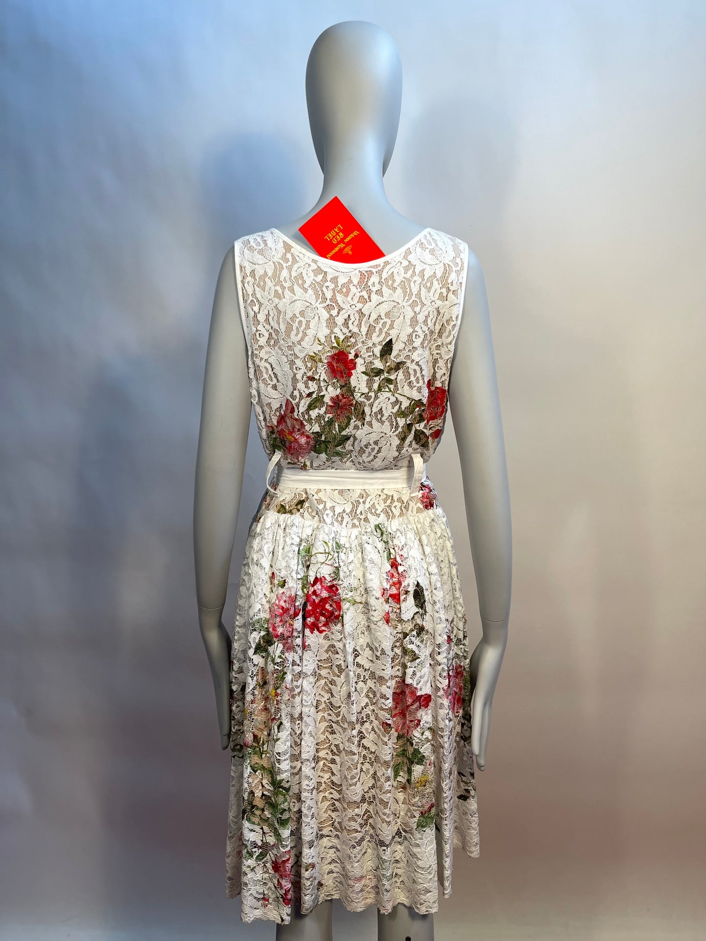 Vivienne Westwood Red labe White lace and Flower print Dress IT 40