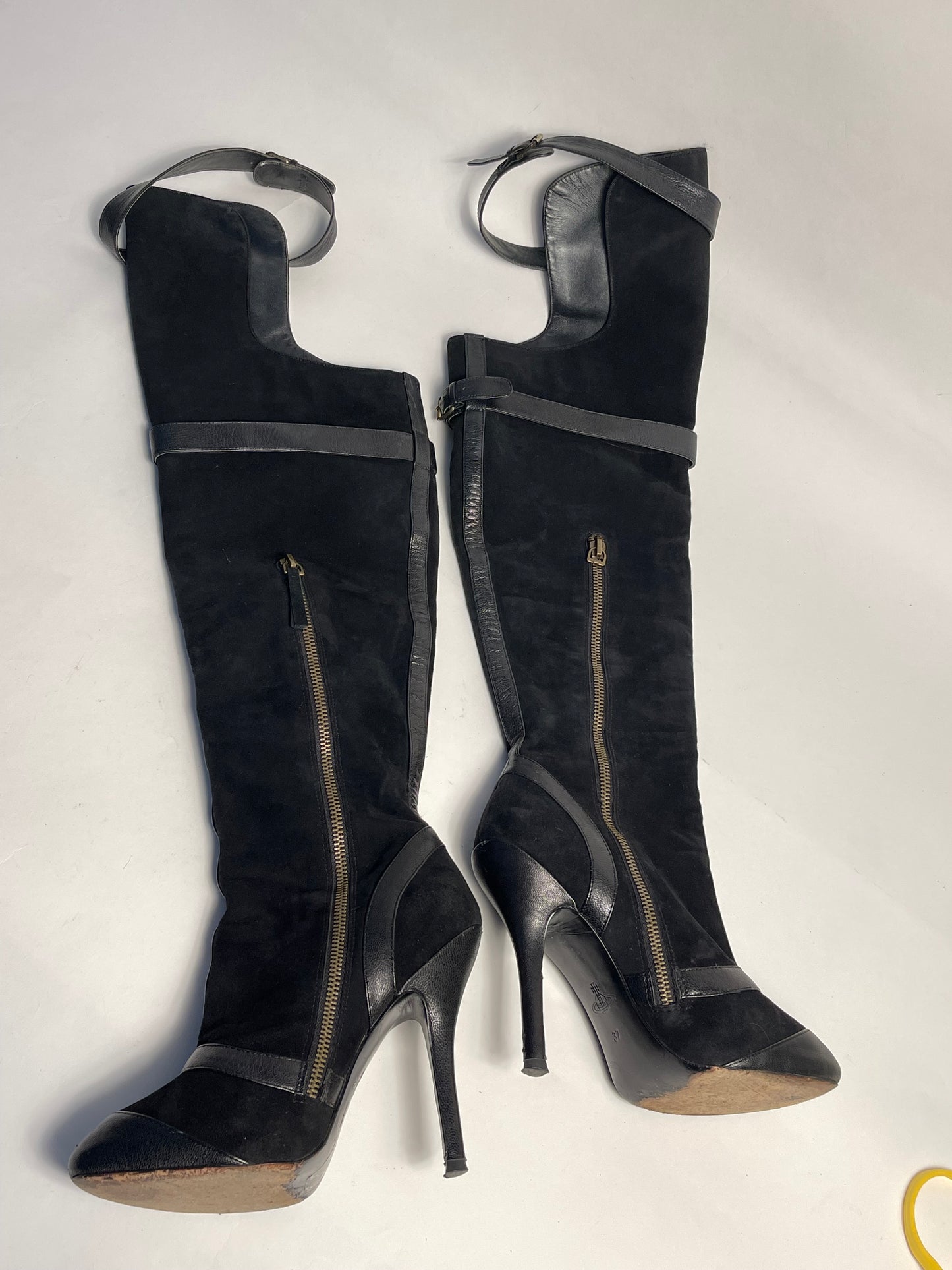 Vivienne Westwood Haven over the knee blk leather and suede boots IT 37