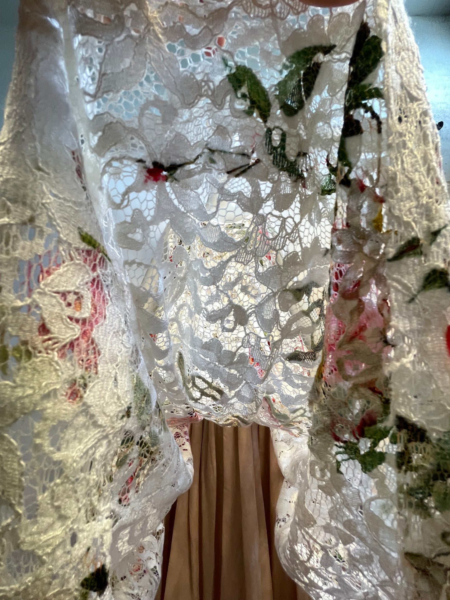 Vivienne Westwood Red labe White lace and Flower print Dress IT 40