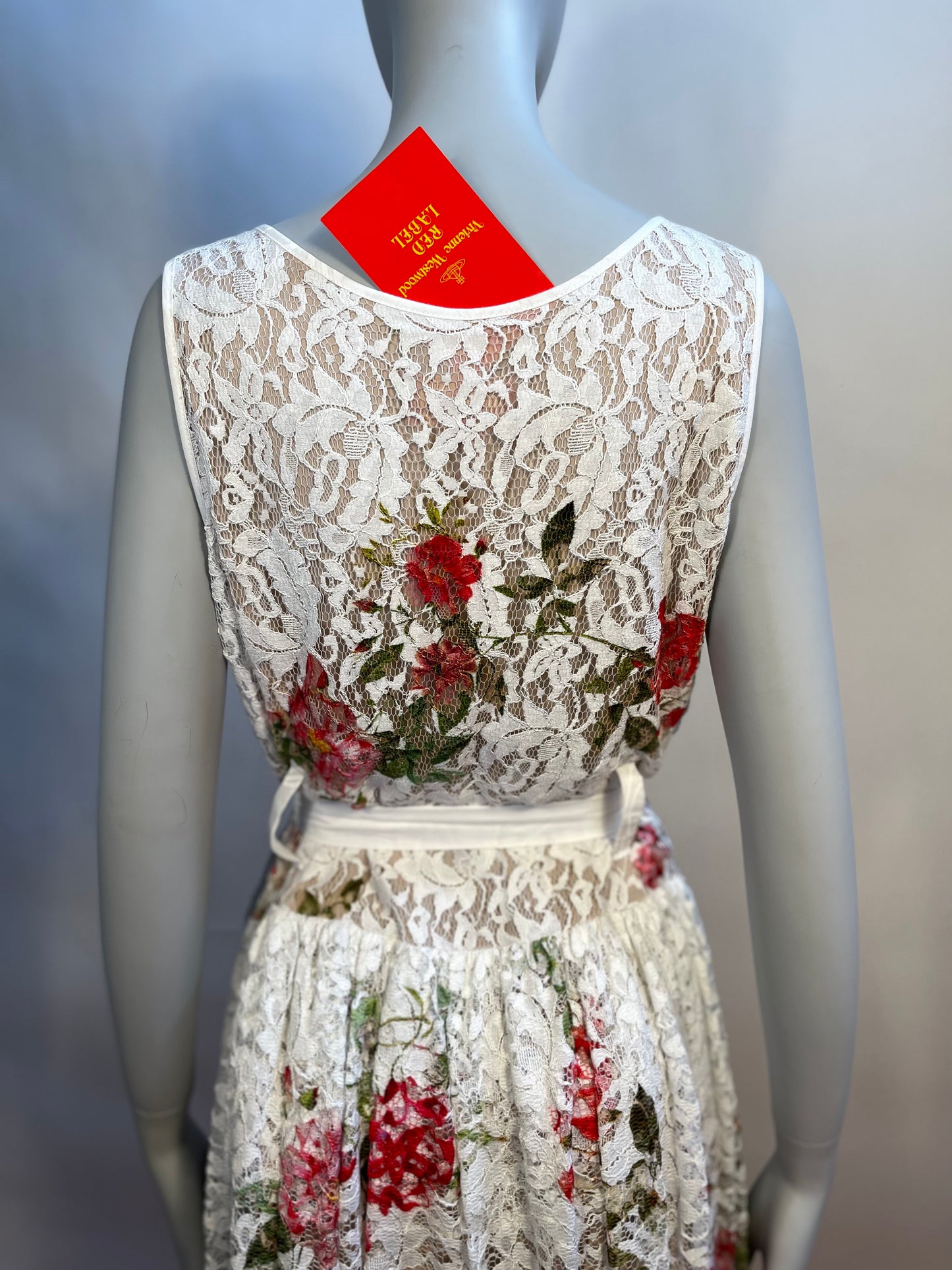 Vivienne Westwood Red labe White lace and Flower print Dress IT 40