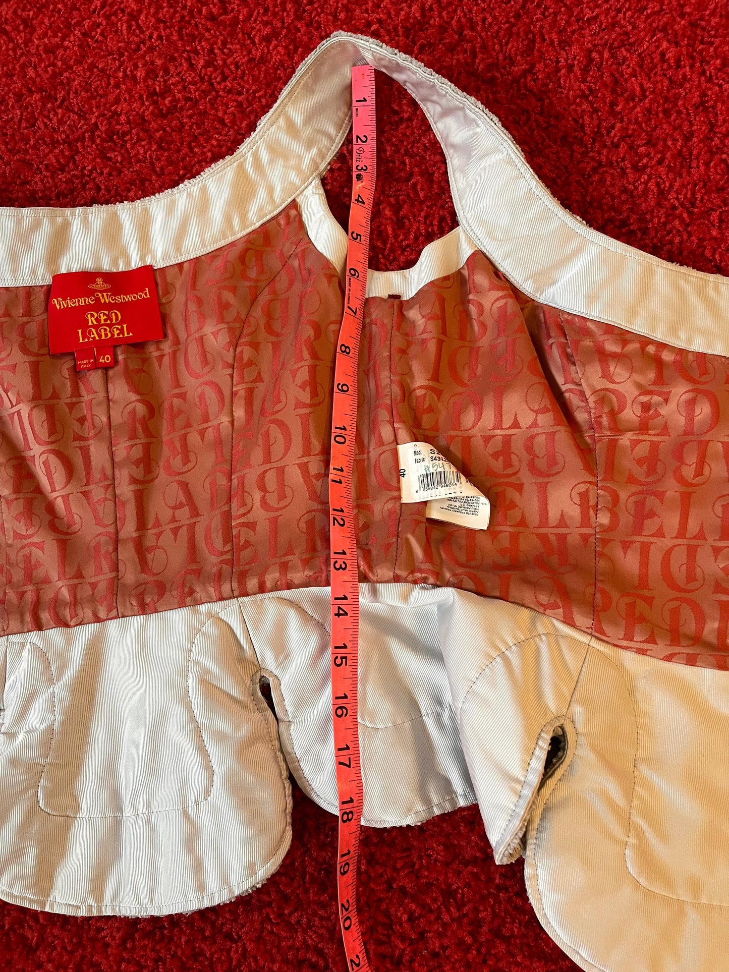 Vivienne Westwood SS15 Red Label Light Grey Corset IT 40 New