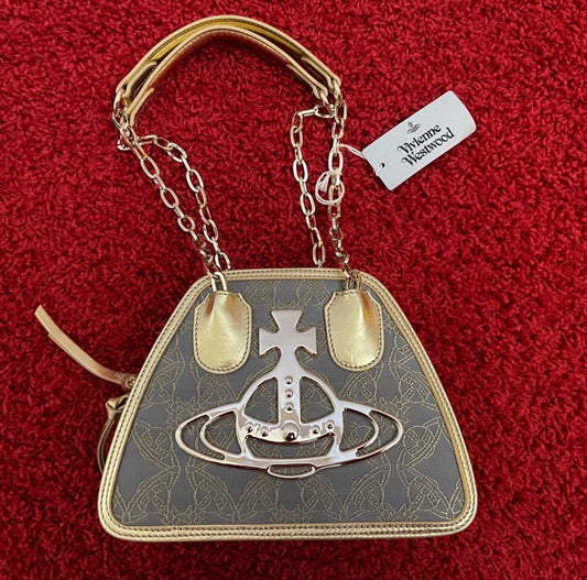 Vivienne Westwood BRAND NEW BAG SS23 LOGO CHAIN GREY/ GOLD