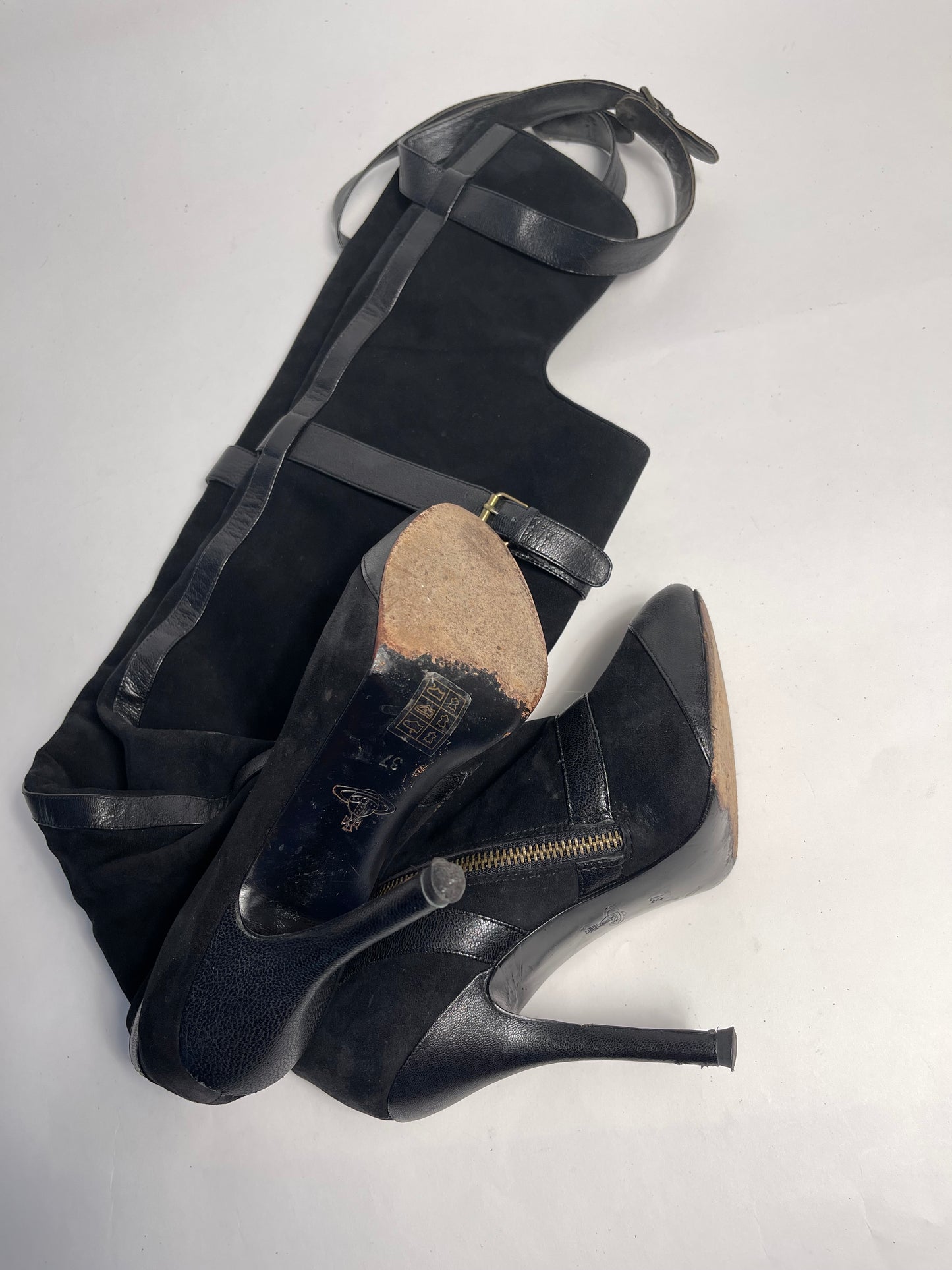 Vivienne Westwood Haven over the knee blk leather and suede boots IT 37