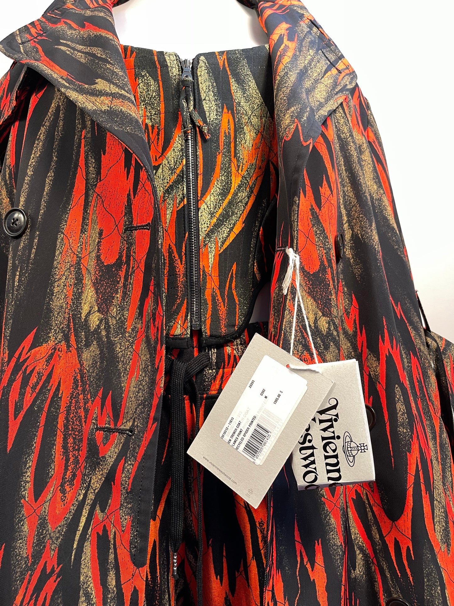 Vivienne Westwood BEN TRENCH COAT FLAMES PRINT NWT MEDIUM