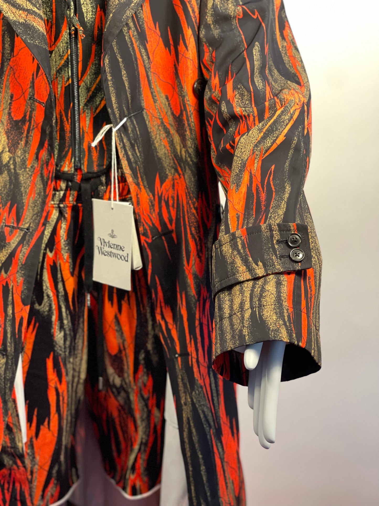 Vivienne Westwood BEN TRENCH COAT FLAMES PRINT NWT MEDIUM
