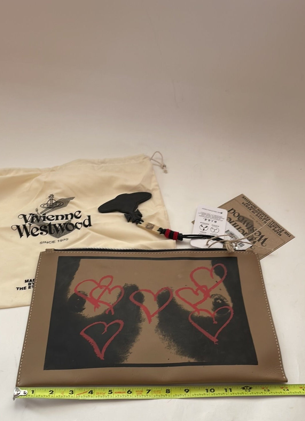 Vivienne Westwood Iconic Tits artwork natural leather clutch NWT
