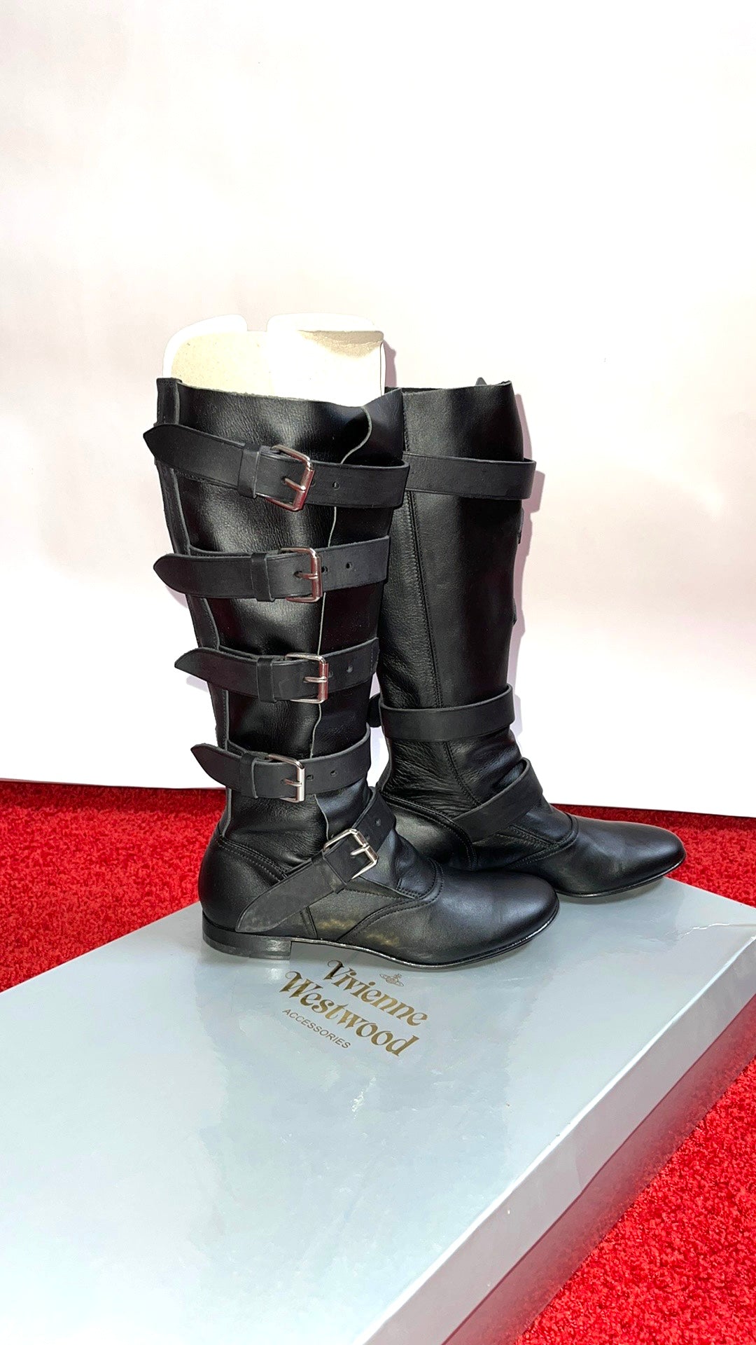 Vivienne Westwood PIRATE BOOTS BLK LEATHER IT38 NWT