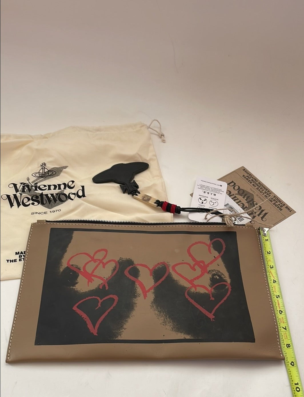 Vivienne Westwood Iconic Tits artwork natural leather clutch NWT