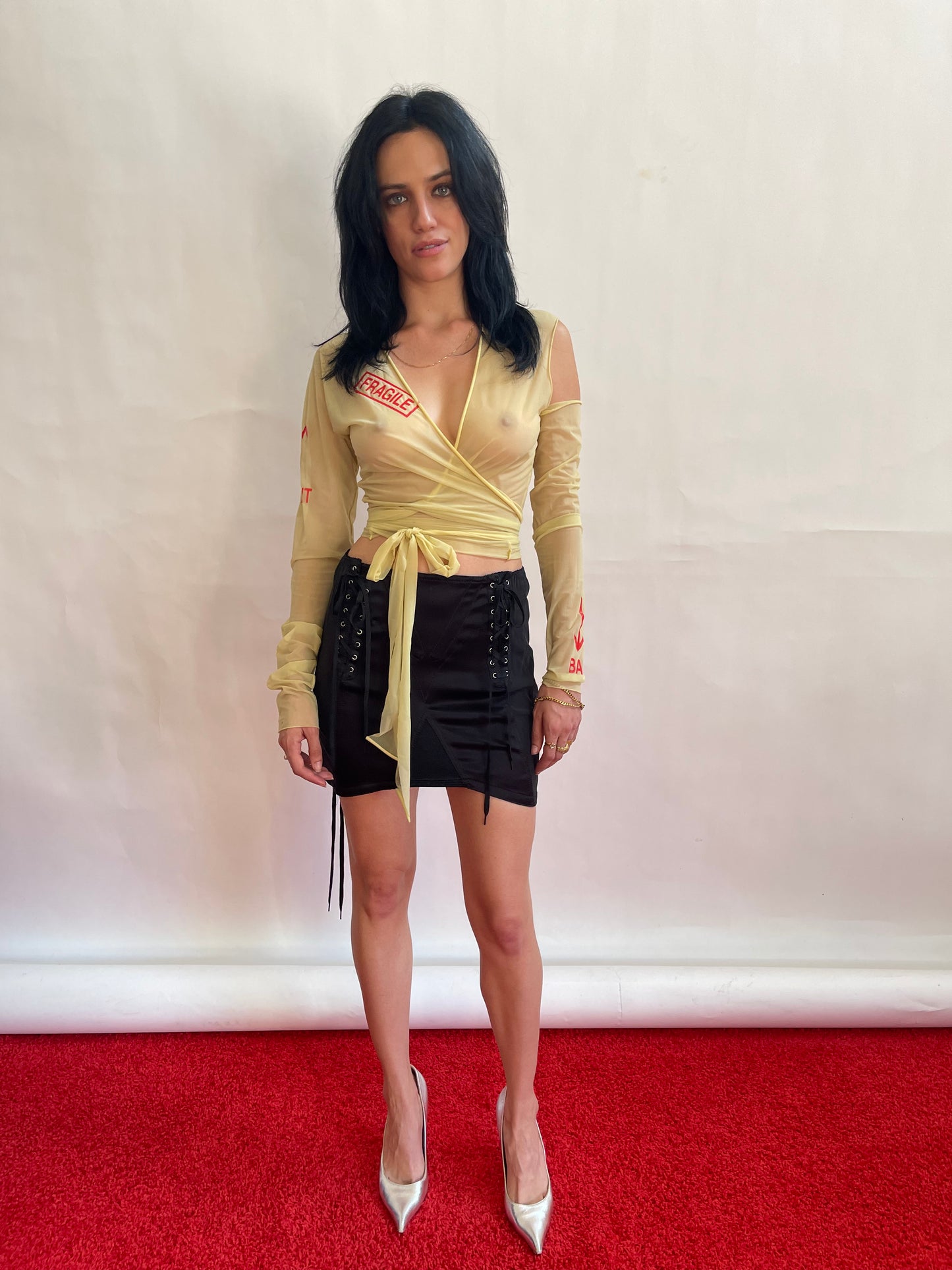 Jean Paul Gaultier Y2K Cross Wrap sheer Crop top VINTAGE