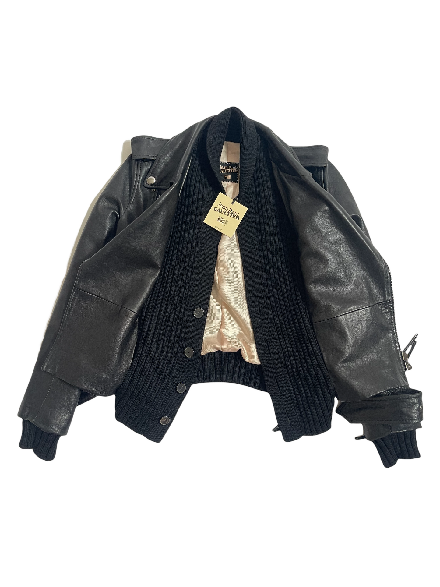 Jean Paul Gaultier Moto Black Leather Jacket VINATGE 1990'S NWT