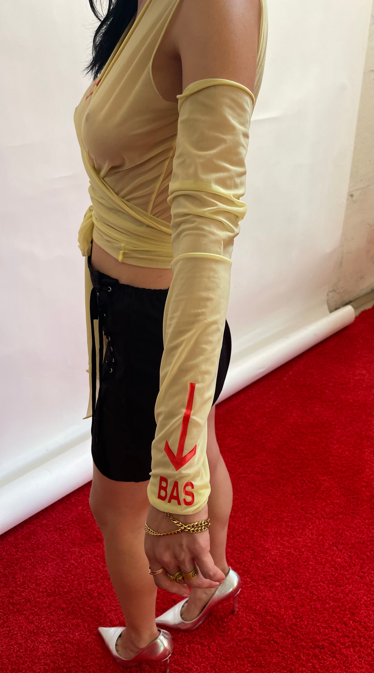 Jean Paul Gaultier Y2K Cross Wrap sheer Crop top VINTAGE