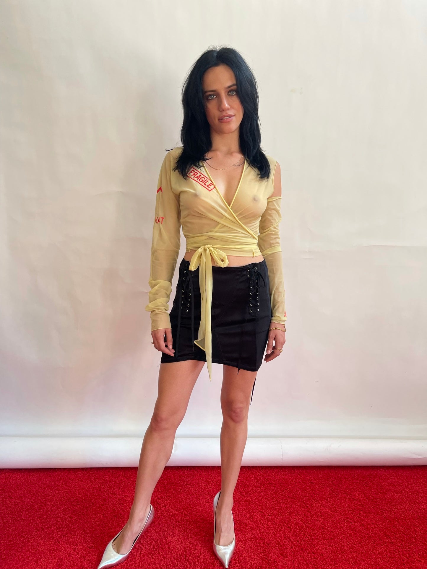 Jean Paul Gaultier Y2K Cross Wrap sheer Crop top VINTAGE