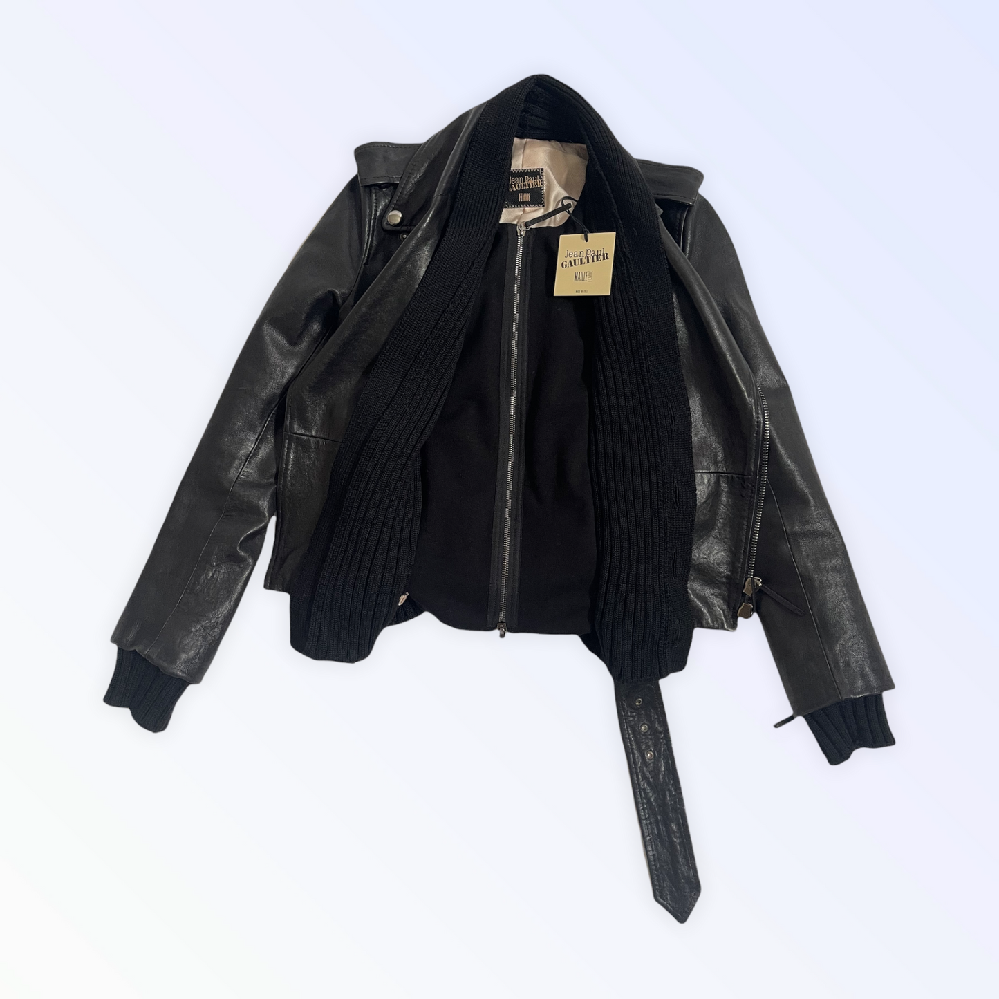 Jean Paul Gaultier Moto Black Leather Jacket VINATGE 1990'S NWT
