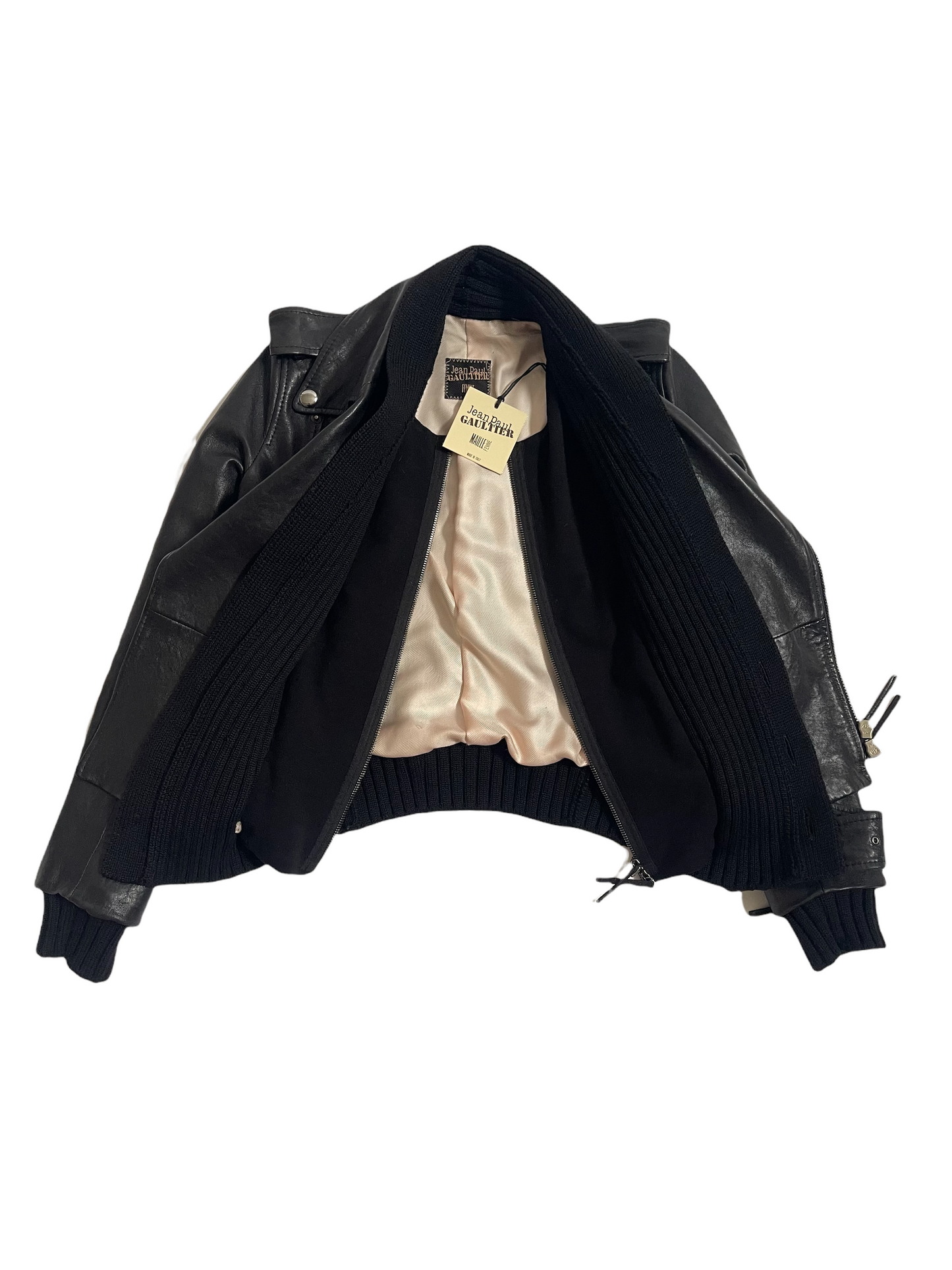 Jean Paul Gaultier Moto Black Leather Jacket VINATGE 1990'S NWT