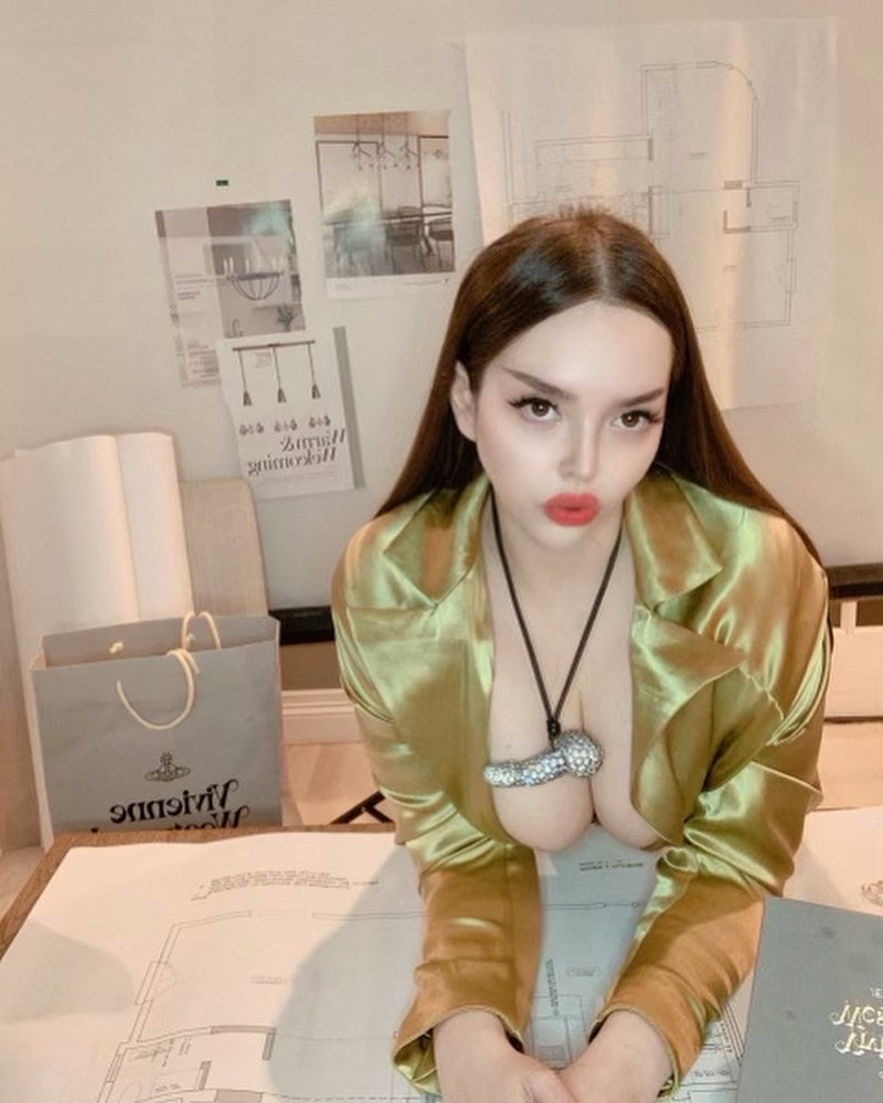 Vivienne Westwood Swarovski Penis Necklace with long leather strap RARE