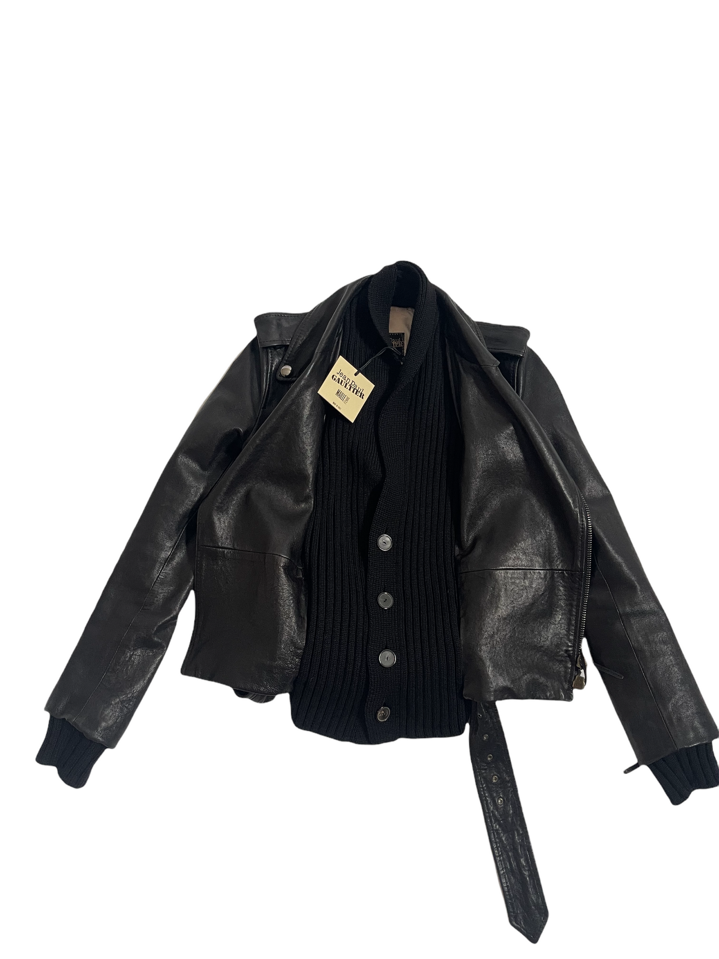 Jean Paul Gaultier Moto Black Leather Jacket VINATGE 1990'S NWT