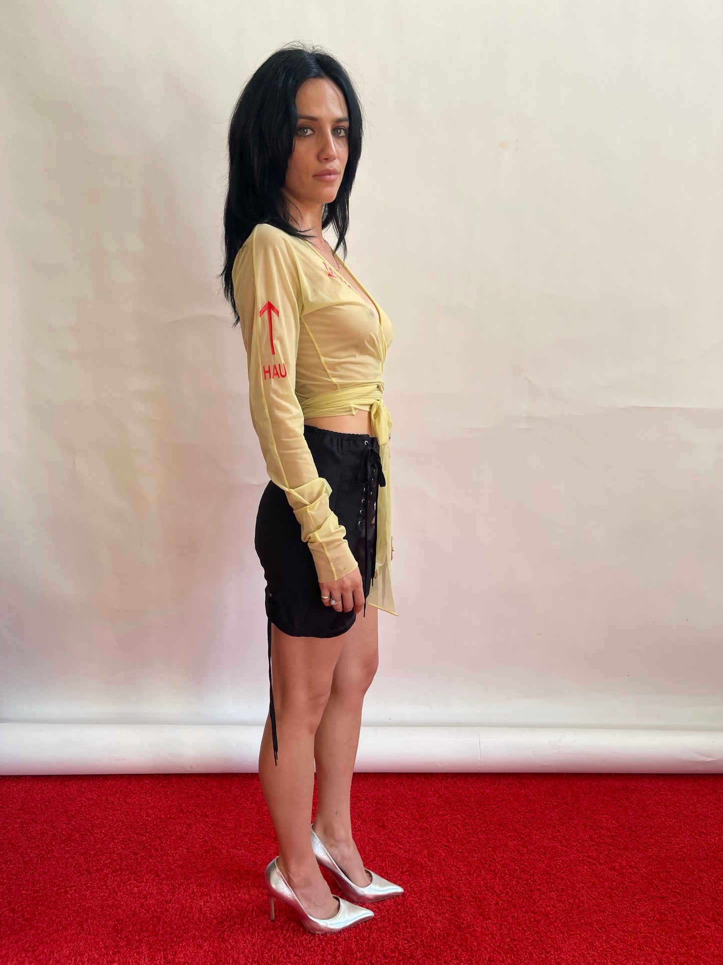 Jean Paul Gaultier Y2K Cross Wrap sheer Crop top VINTAGE