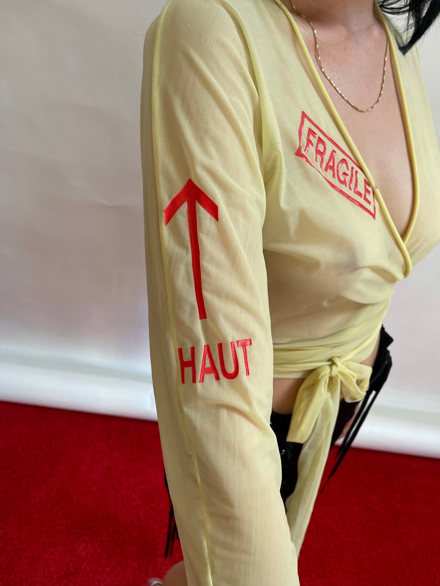 Jean Paul Gaultier Y2K Cross Wrap sheer Crop top VINTAGE