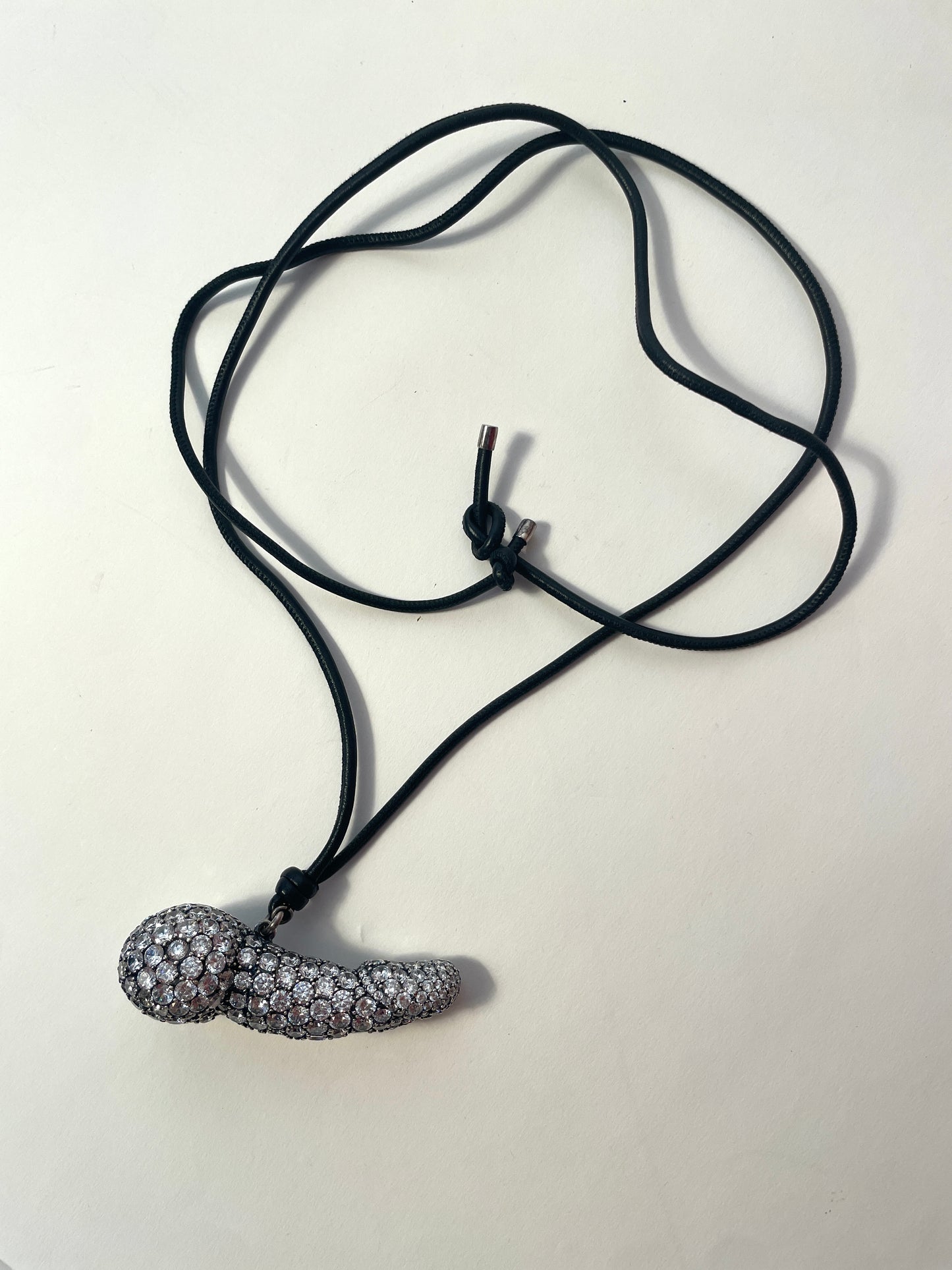 Vivienne Westwood Swarovski Penis Necklace with long leather strap RARE