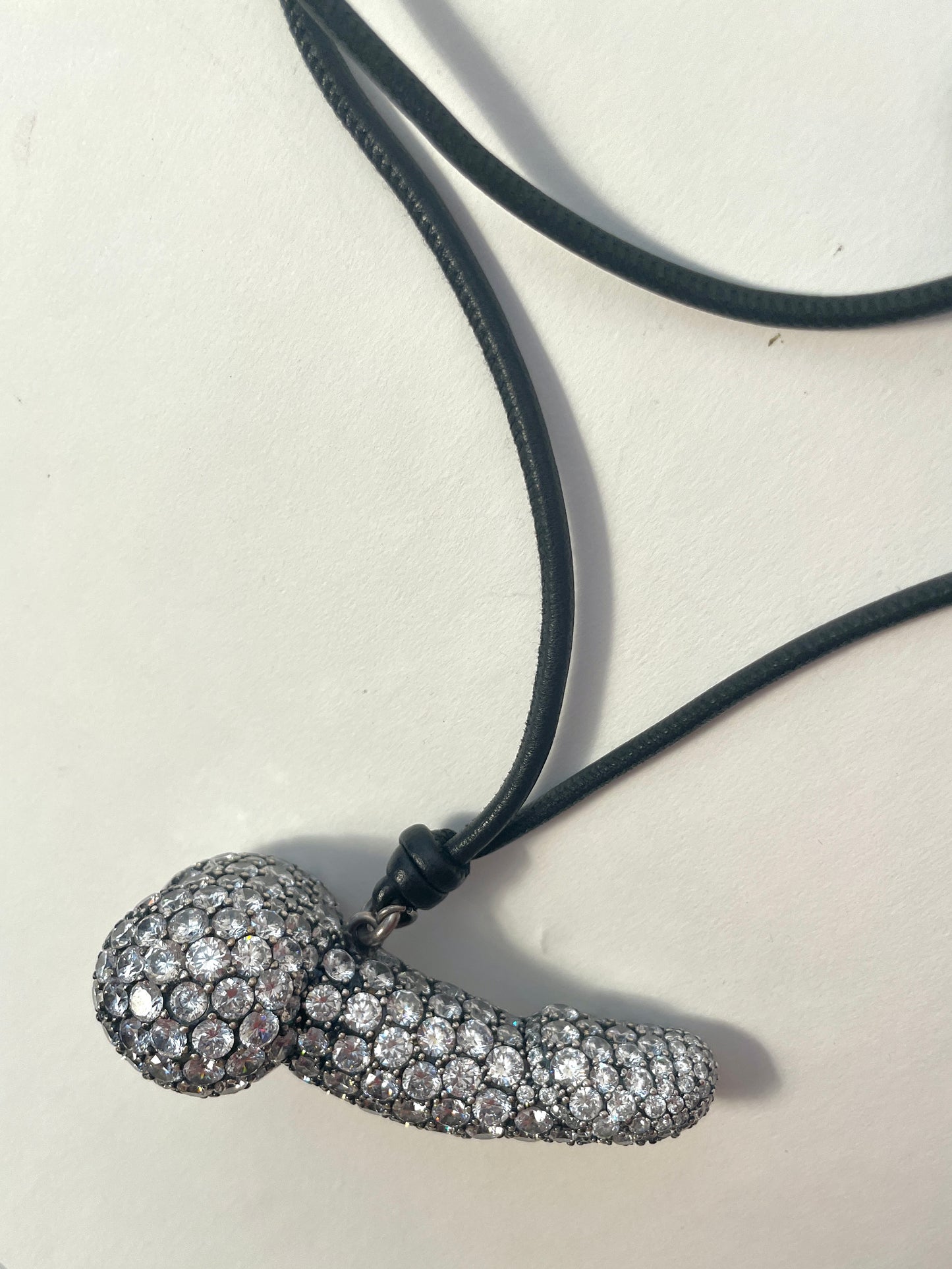 Vivienne Westwood Swarovski Penis Necklace with long leather strap RARE