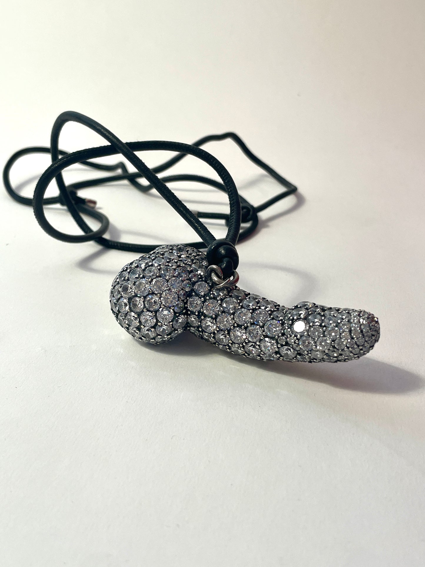 Vivienne Westwood Swarovski Penis Necklace with long leather strap RARE