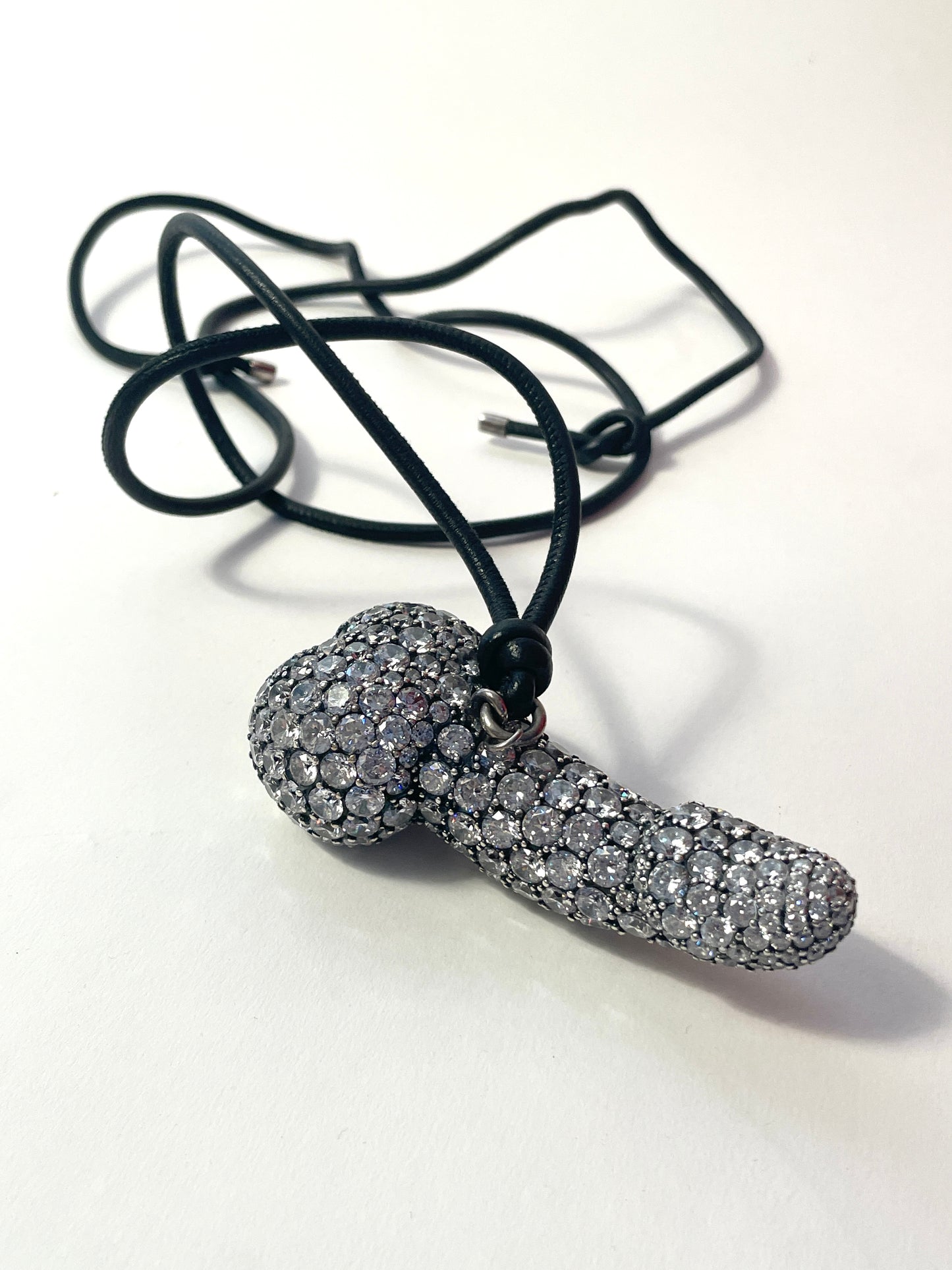 Vivienne Westwood Swarovski Penis Necklace with long leather strap RARE
