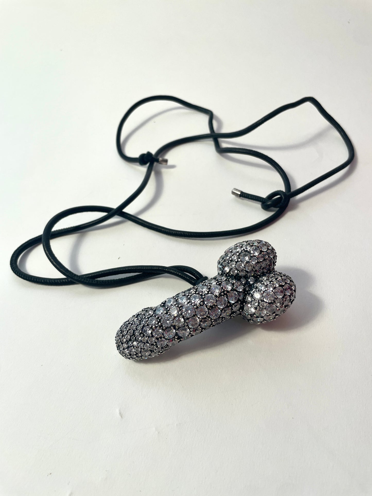 Vivienne Westwood Swarovski Penis Necklace with long leather strap RARE